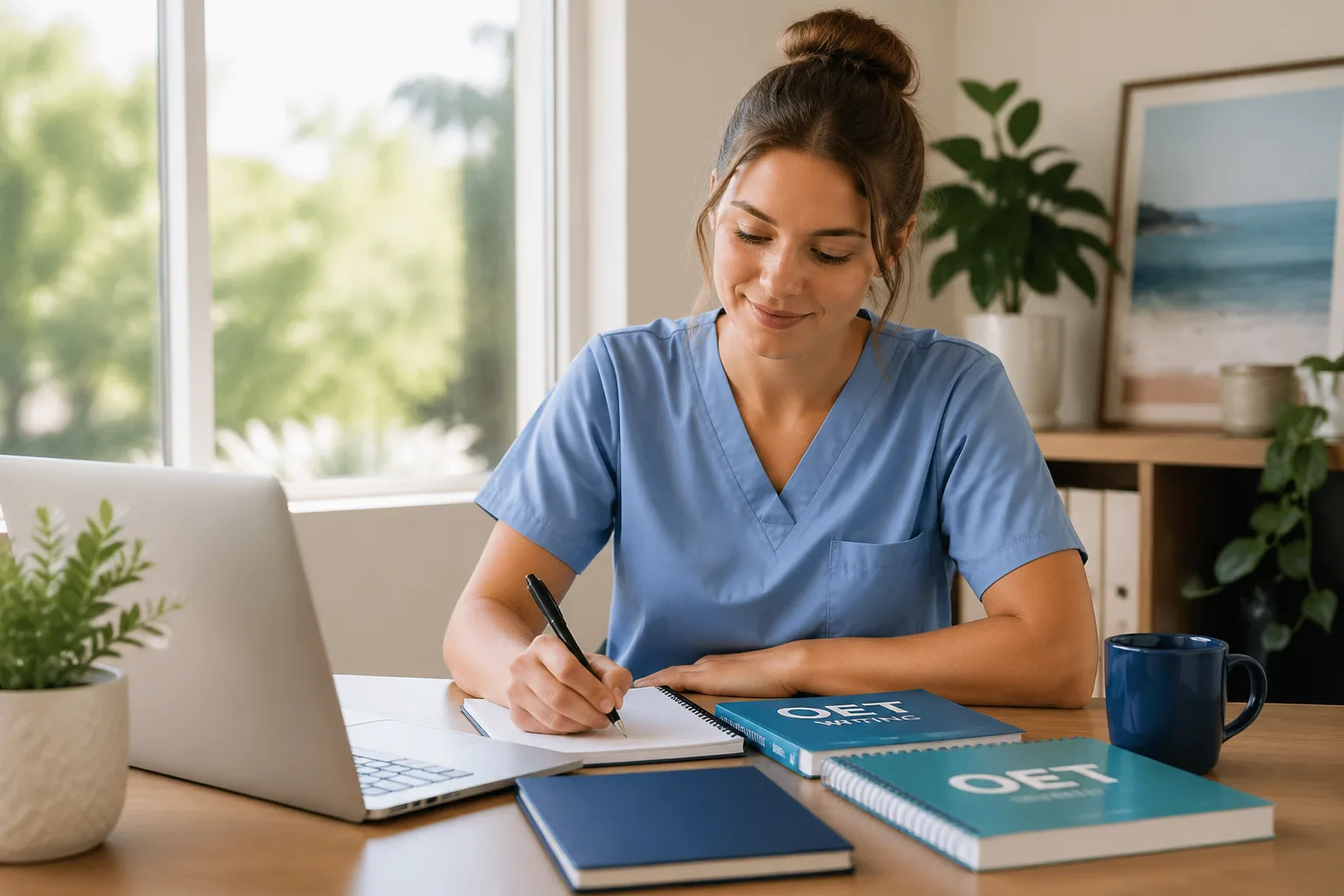 Australian nurse studying for OET writing AHPRA registration