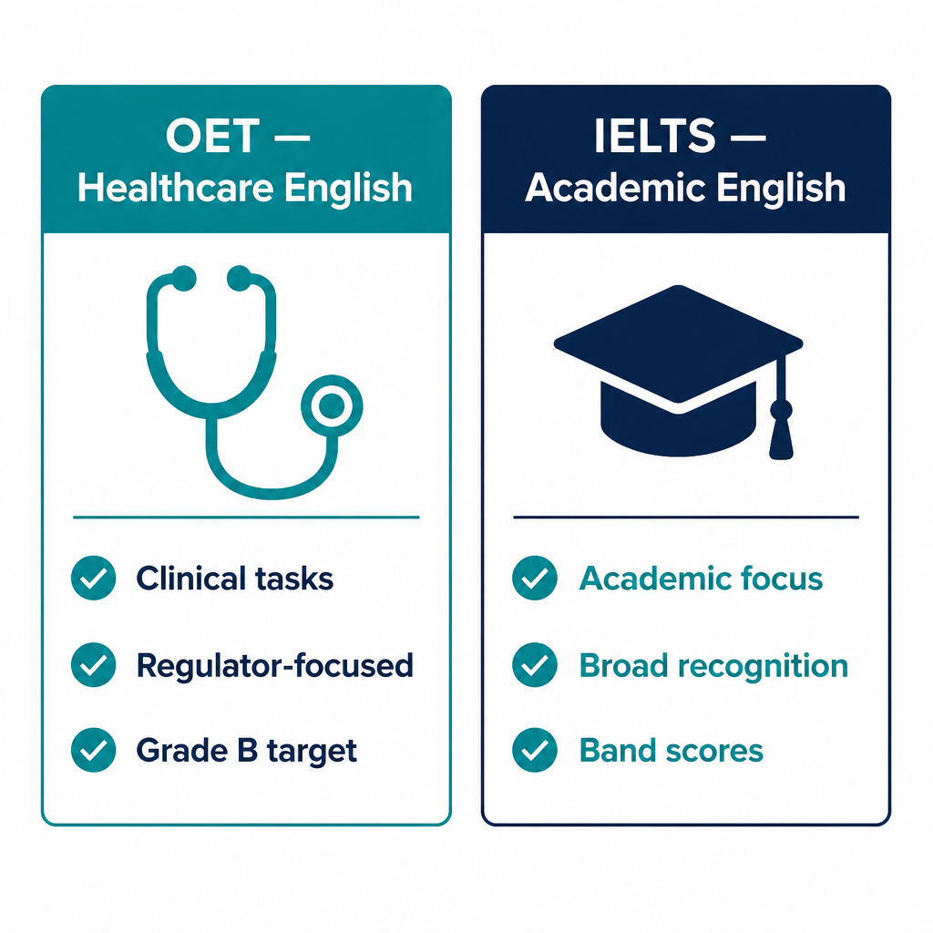OET vs IELTS comparison for nurses