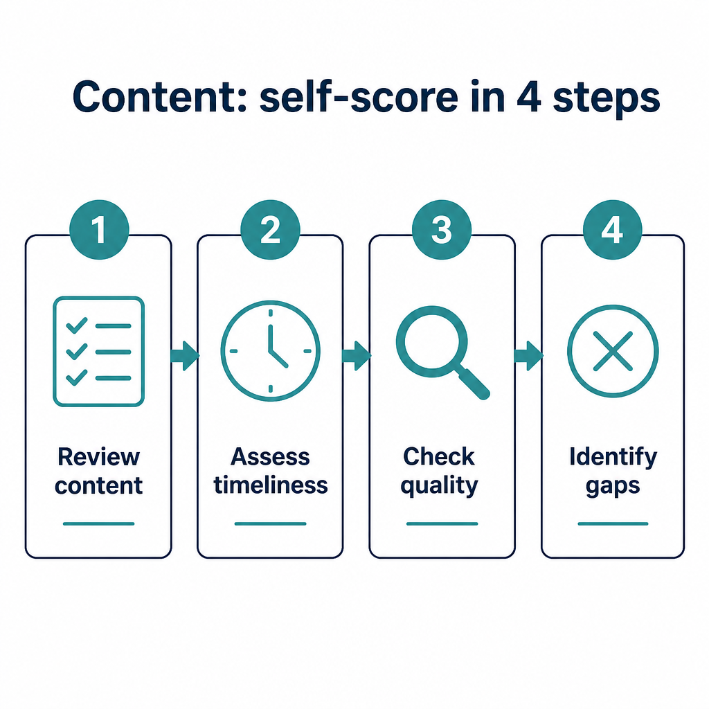Content: 4-step self-scoring decision flowchart for the OET writing criterion