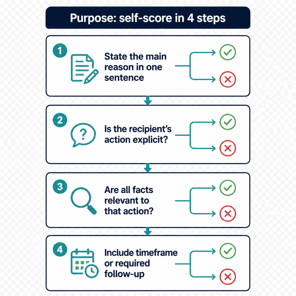 Purpose: 4-step self-scoring decision flowchart for the OET writing criterion