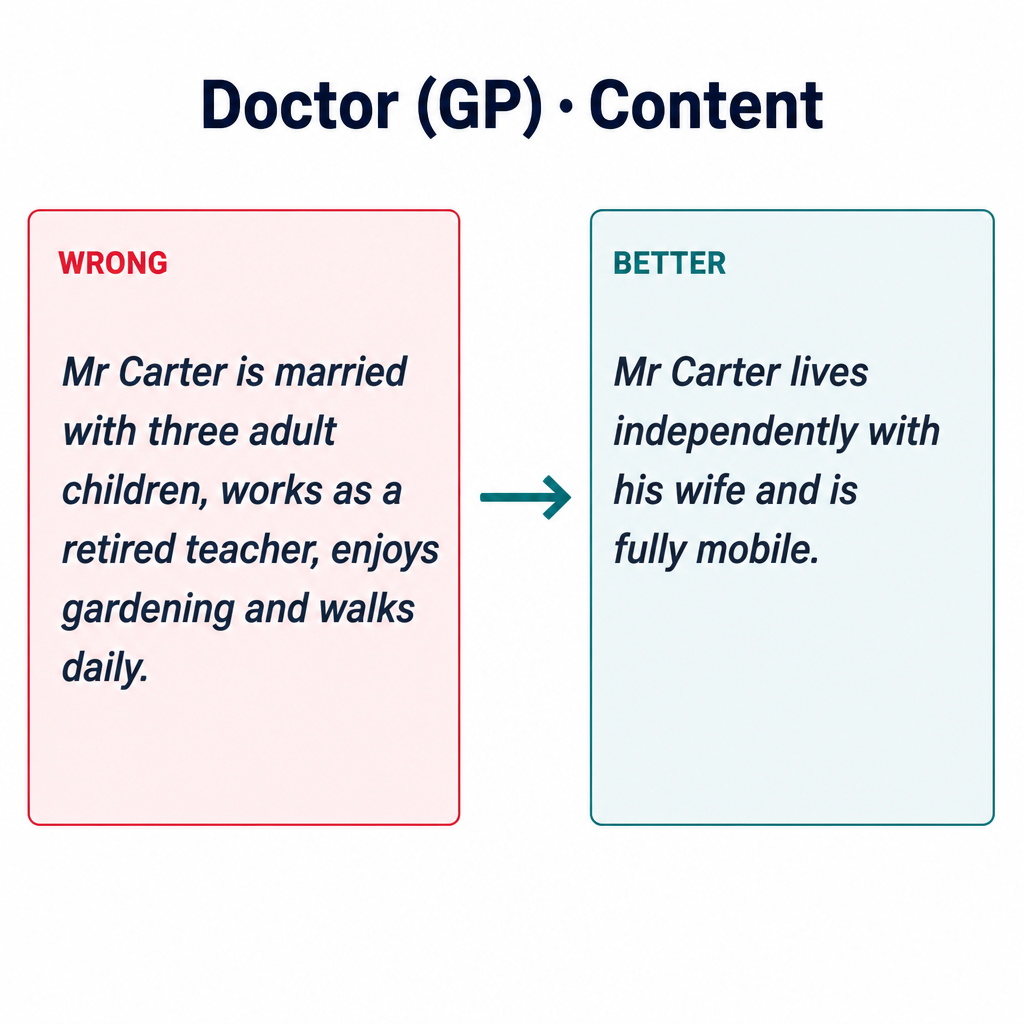 Common doctor Content selection mistakes with corrected examples