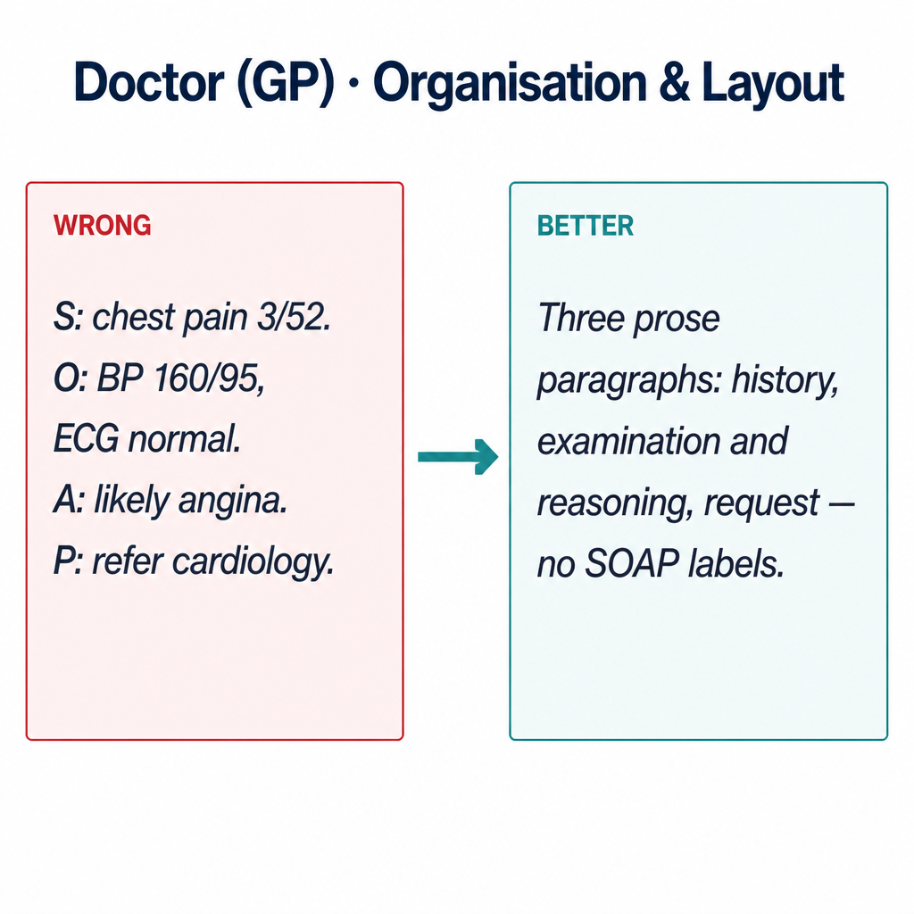 Common doctor Organisation mistakes with corrected examples