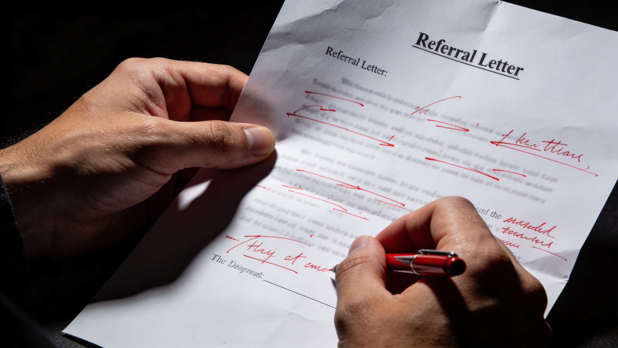 OET writing correction process — reviewed letter with examiner feedback